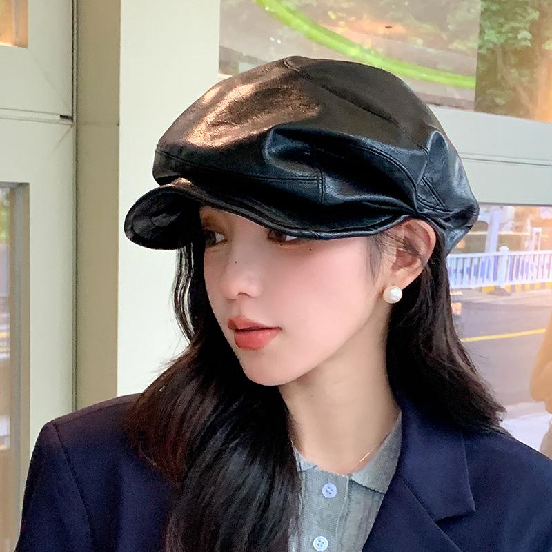 

Шикарный женский берет из искусственной кожи — дышащий, неэластичный, идеально подходит для Дня святого Валентина и осенне-зимнего сезона ONE SIZE чёрный