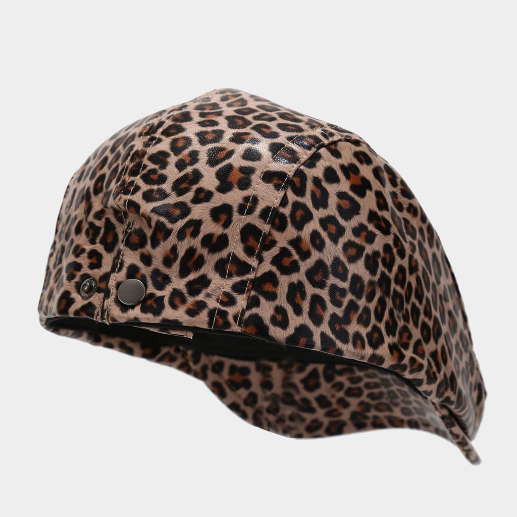 Unisex Beret Leopard Print Painter Hat British Cabbie Hat for Autumn Winter Flat Hat for Daily Wear Cabbie Hat