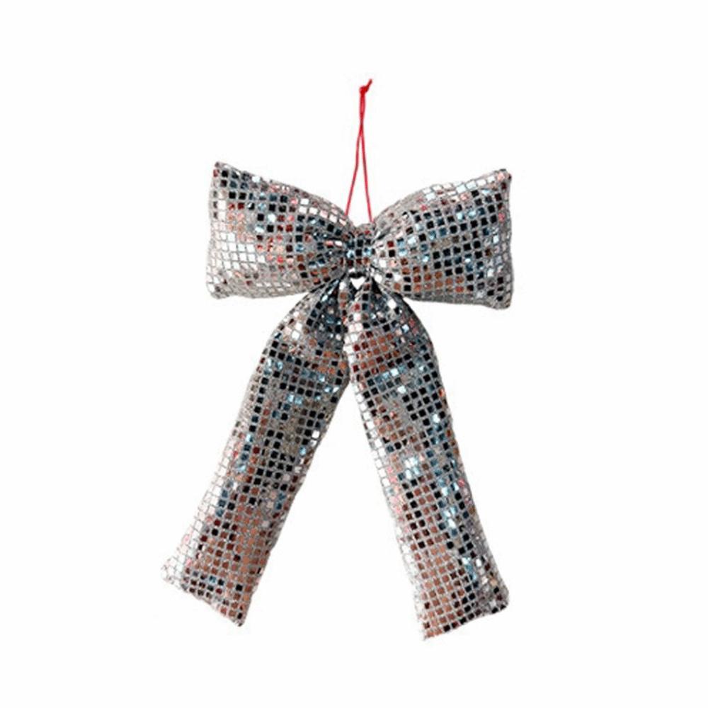 Sequin Decor Tree Ornament Shiny Surface Bow Pendant Easy Hang Christmas Bow Festive Display
