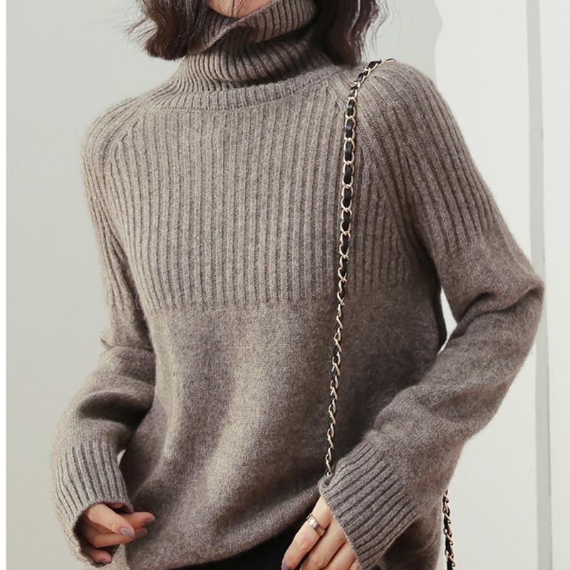Sexy Turtleneck Womens Sweaters Casual Pullovers Solid Long Sleeve Korean Top Knit Sweater Women Winter Plus Size