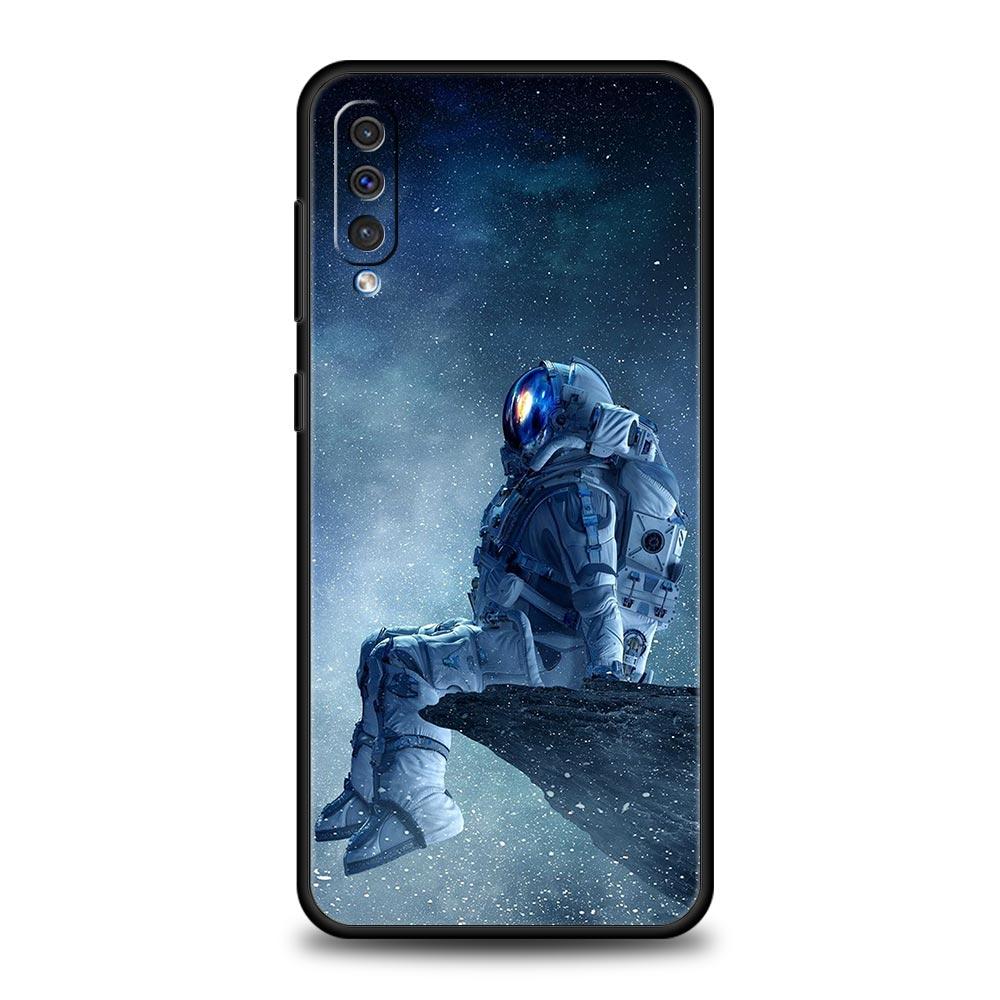 Cute Astronaut Moon Phone Case For Samsung Galaxy A12 A32 A50 A70 A20E A20S A10 A10S A22 A30 A40 A42 A52 5G A02S A04s Soft Cover