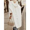 Letter Hooded Cardigan Knit Sweater Women Autumn Winter Loose Long Sleeve Coat Long Knitted Jacket Pocket Overcoat Office Lady