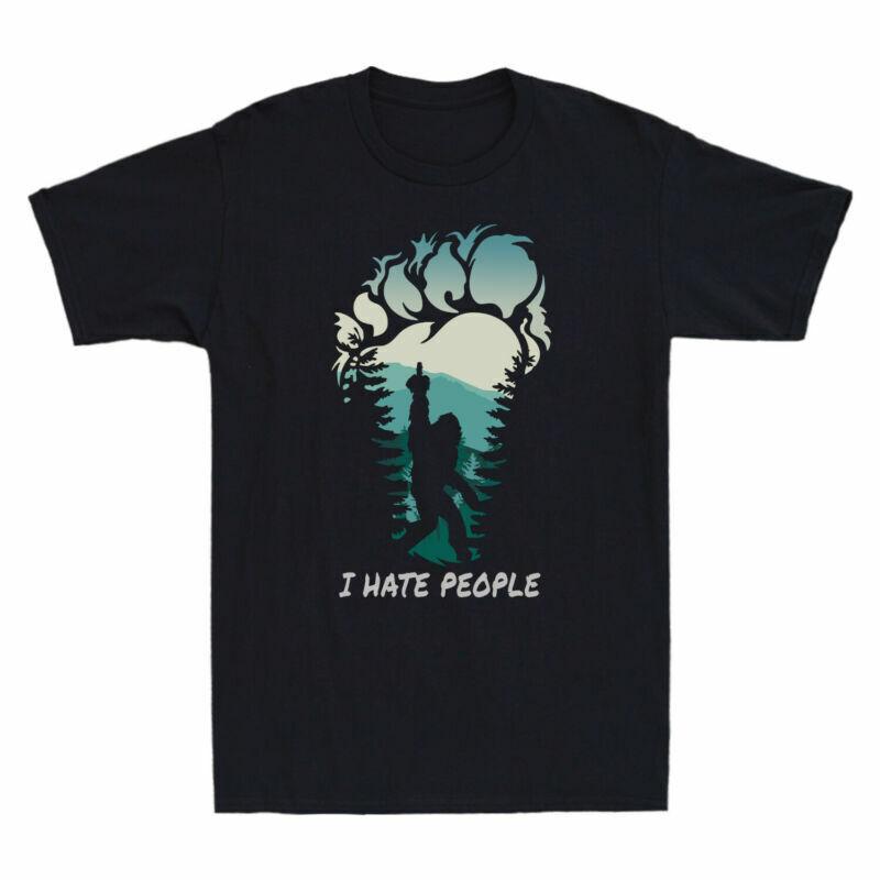 Tee Footprint Hate Black Bigfoot I Camping TShirt Navy Finger Unisex People Middle S