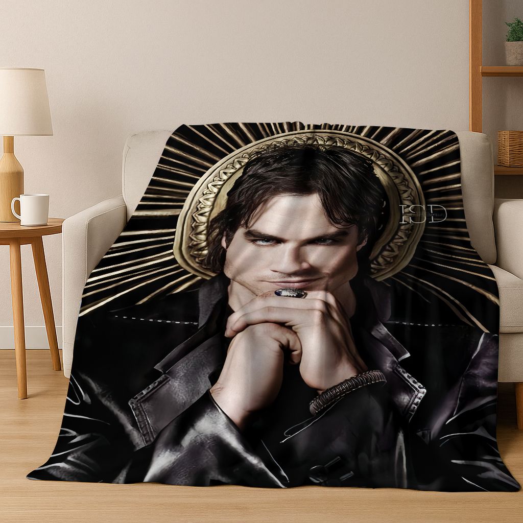 26 Stil The Vampire Diaries Damon Salvatore Flanelldecke, Warme und Gemütliche Weiche Überwurfdecke für Zuhause Schlafzimmer Bett Sofa Abdeckung