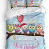 Weihnachts-Cartoon Eule Bettbezug Bett Bettwäsche Set für Doppel Zuhause Textil Bettdeckenbezug Kissenbezüge Schlafzimmer Bettwäsche Set (Kein Blatt)