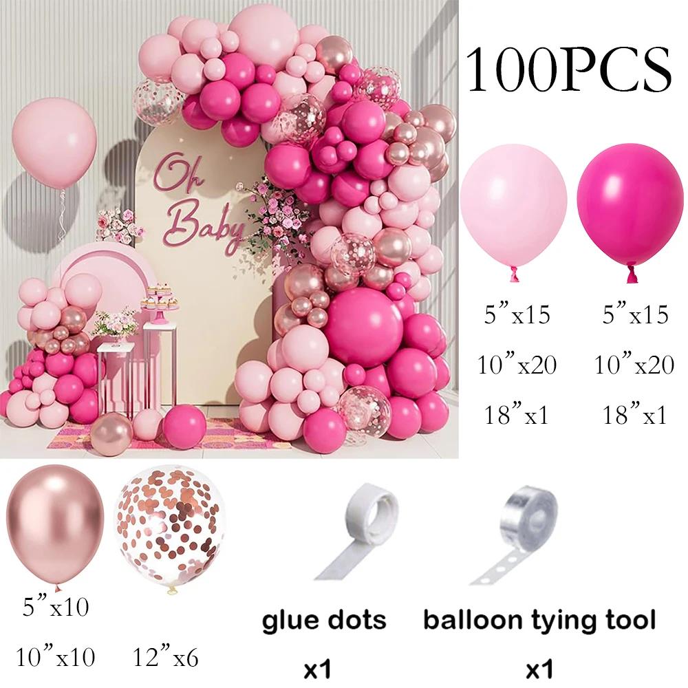 

Hot Pink Balloons Garland Pastel Pink Rose Gold Confetti Balloon Arch Kit Birthday Party Baby Shower Princess Theme Decoration AS Picture