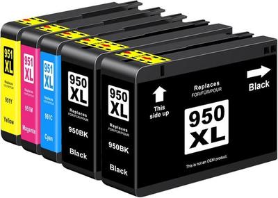 Cartuchos de Impresión - 1001 PILES BATTERIES - 950/951XL - Pack de 5 - Alto Rendimiento - Compatible HP