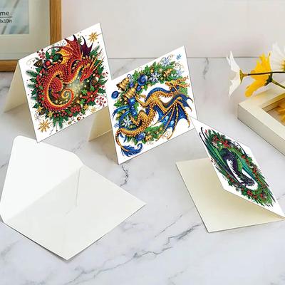 Ensemble de 6 cartes de vœux de peinture diamant à faire soi-même Motif de Noël Strass Art Diamant Mosaïque Cartes postales pour les Fêtes et Célébrations