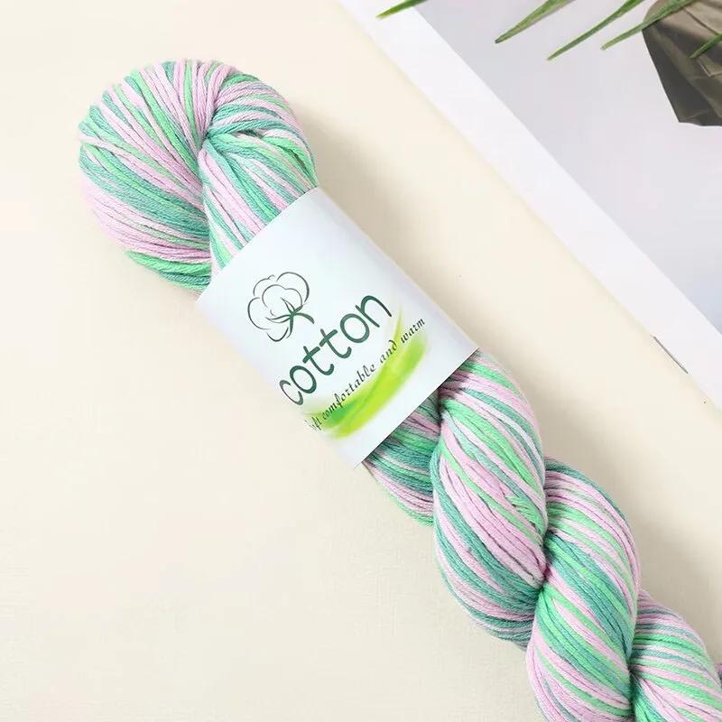 50g/Roll 100% Cotton Hand-Dyed Gradient Yarn for DIY Hand Knitting Sweaters Scarf Soft Warm Multicolor Crocheting Yarn Thread