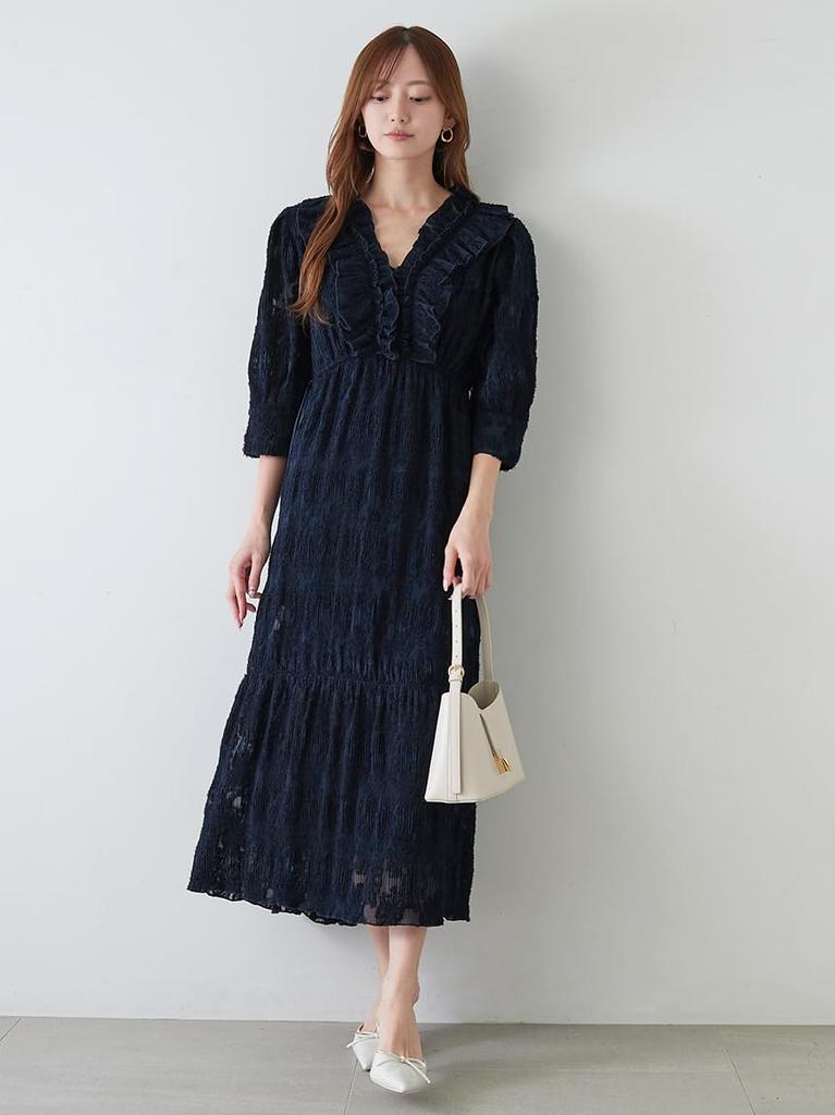 Frill Jacquard Dress SWFO251059NVY1