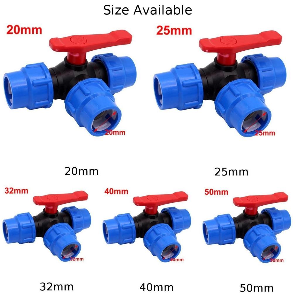 Ball Valve 20/25/32/40/50mm 20mm-50mm 3-Way Ball Valve PE