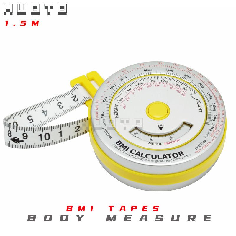 HUOTO 1.5m BMI Tape Measure, Color 3D Waist Tape with Aluminum Sheet