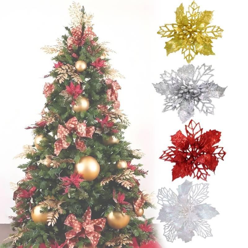 Festive Red And White Artificial Christmas Flowers For Diy Wreaths And Ornaments