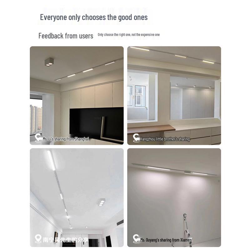 Smart Thin Surface-Mount Track Light for Living Room - No Main Light, Dimming, Adjustable Color Temperature, Magnetic Lamp