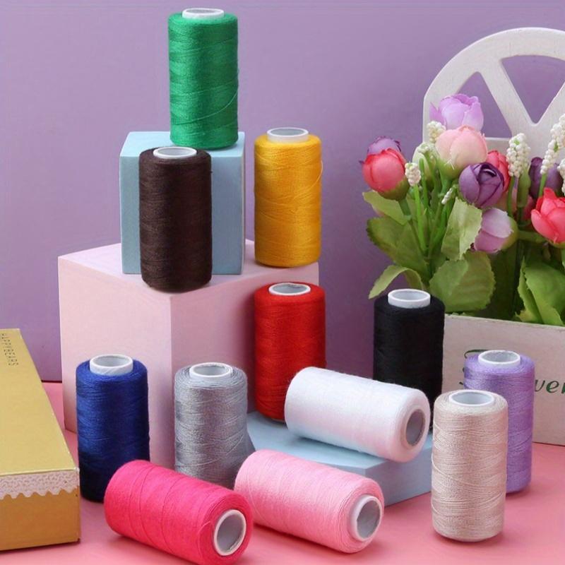 12 Rolls of Vibrant Mixed-Color Polyester Sewing Thread - Durable & Versatile for Beginners and Enthusiasts