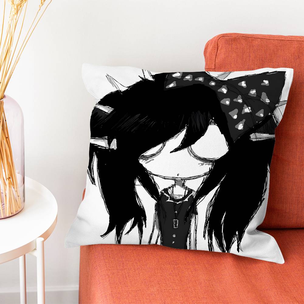 Emo Love Boys Black Pillow Case Silky Short Plush With Invisible Zipper Dustproof Sofa Cushion Cover For Home Decor