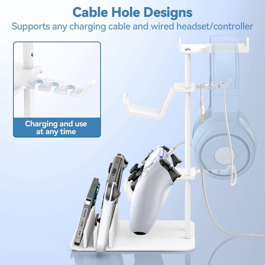 KDD Headphone Stand Game Controller Holder Headset Holder Desk Earphone Stand with Aluminum Support Bar Universal Storage Organizer for Phones &