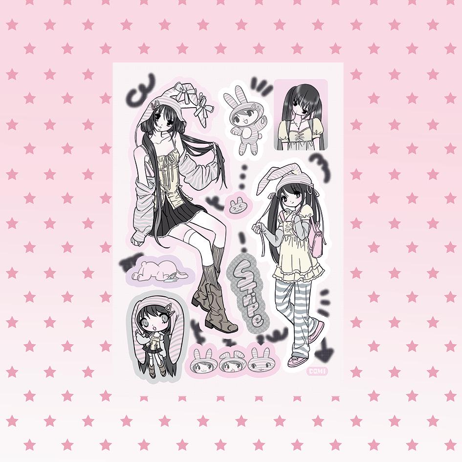 Domi Korean Style Sweet & Cool Girl Character Sticker Book – Creative Journal Stickers