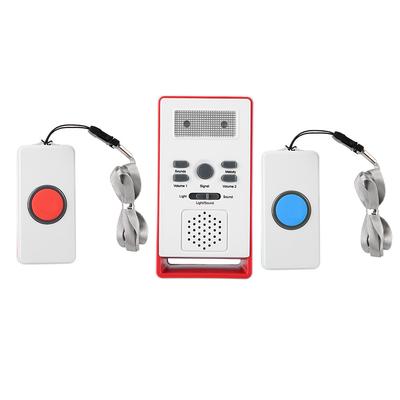 65-105dB Wireless Pager SOS Alert Button for Caregiver Home Elderly Patient Nurse 2 Receivers