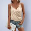 Women's Fashionable Casual V-neck Pleated Satin Camisole