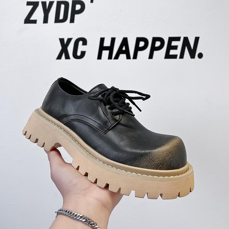 

Туфли дерби с большой головкой, туфли на платформе в британском стиле, кожаные туфли-лоферы с круглым носком и толстым каблуком 14702-24702-A 48 жёлтый