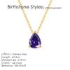 eManco Hot Sale Shiny Crystal Necklace Stainless Steel Teardrop Zirconia Pendant Women's Birthstone Collarbone Chain Wholesale