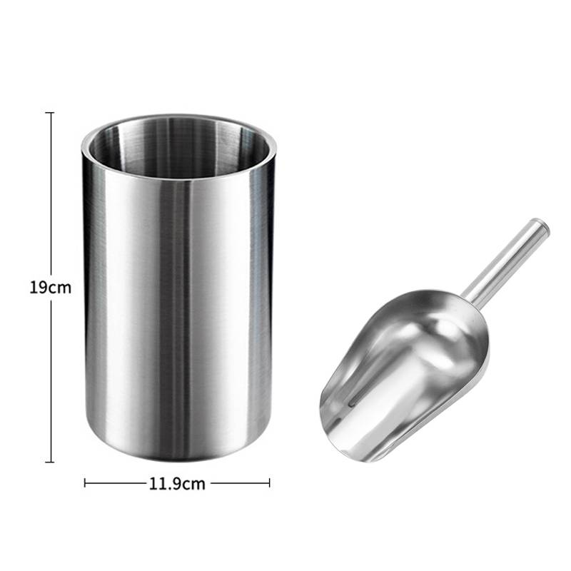 Ice Bucket Stainless Steel Double Wall Wine Cooler Insulated Tabletop Wine Chiller for Champagne Fits Most Standard Sized Bottle