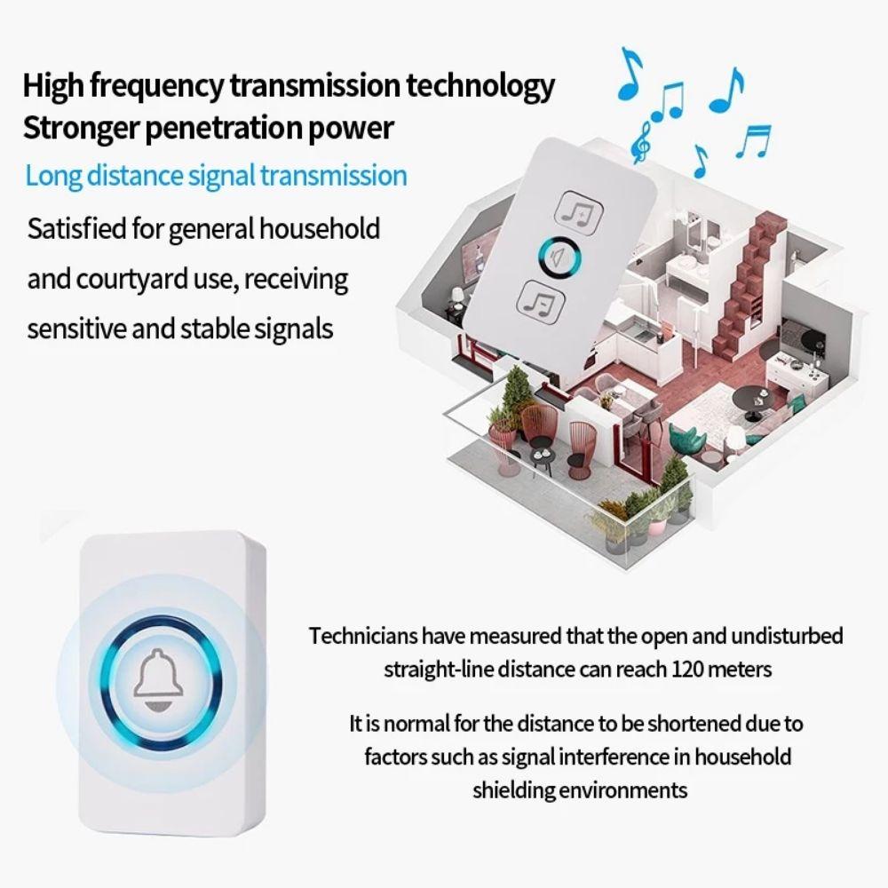 300M Range Wireless Doorbell 60 Chimes Welcome Doorbell Adjustable Volume Smart Doorbell  Apartment