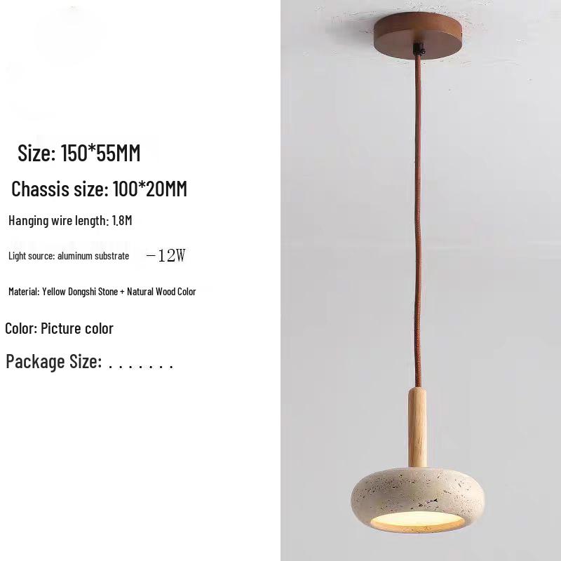 Yellow Travertine Pendant Light - Retro Cream Wabi-sabi Style for B&B, Restaurant, Bedroom, or Bedside.