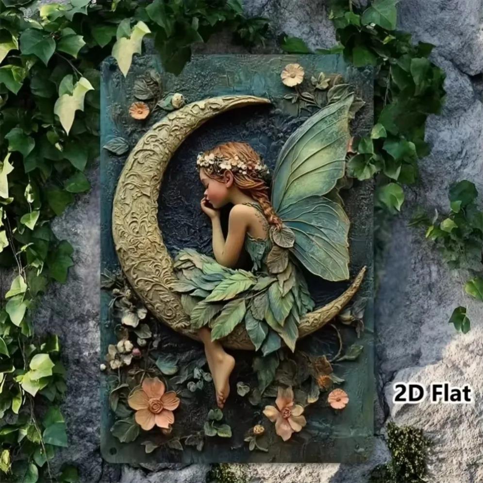 Fairy Theme Tin Plates – Retro Fantasy Wall Art | Enchanting Decor for Homes Bars & Dreamy Spaces