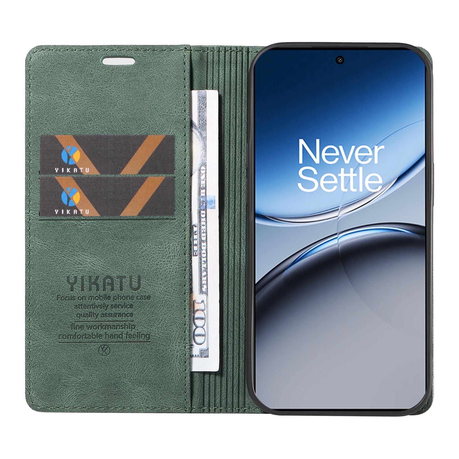 

YIKATU YK-004 For OnePlus Nord 4 Case Leather Skin-Touch Phone Cover Magnetic Auto-Absorbed Green