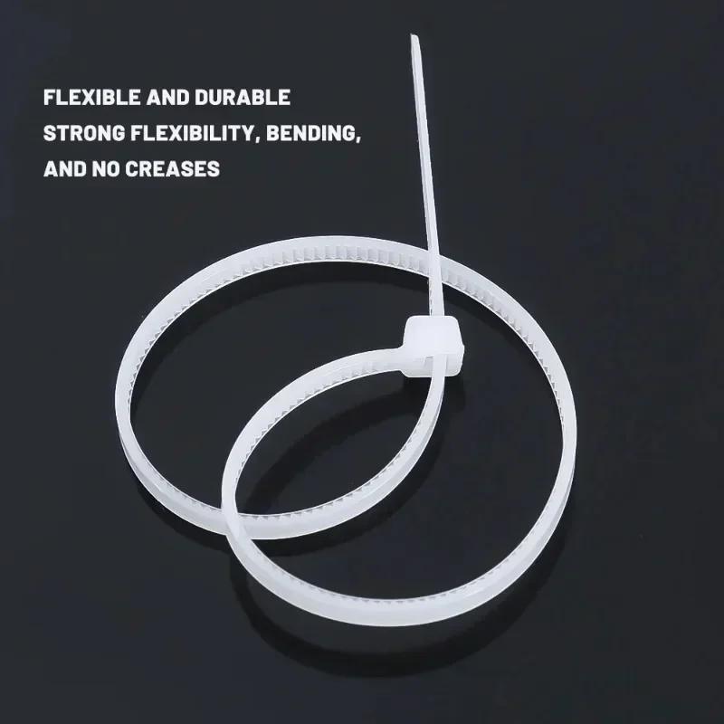 200/100Pcs Nylon Cable Ties Adjustable Self-locking Cord Ties Straps Fastening Loop Reusable Plastic Wire Ties For Home Office