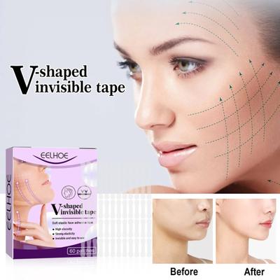 60 Stück/Set Facelift-Klebeband, gute Duktilität, V-Linien-Formung, täglich mit unsichtbaren dünnen Gesichtsaufklebern, Klebeband für Frauen
