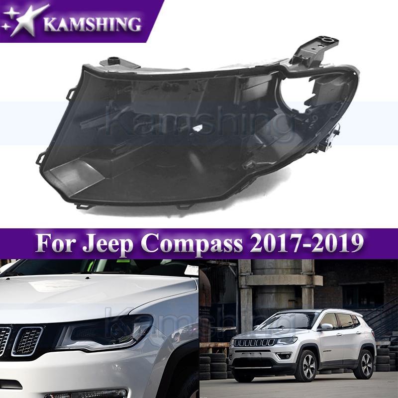 Kamshing Front Headlight Base Cover For Jeep Compass 2017-2019 Head Light Back Lid Headlamp Rear Shell