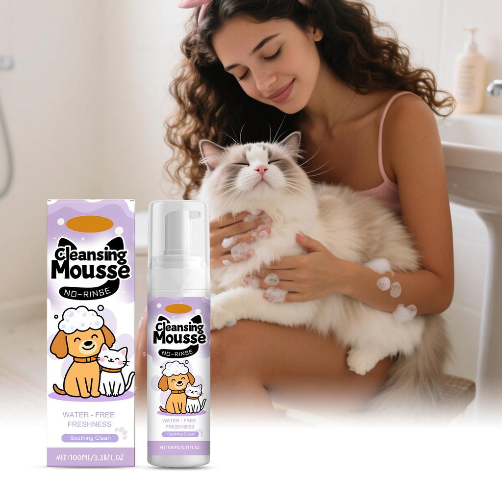 Čištění bez oplachování 200 ml Čištění srsti domácích mazlíčků Čištění obličeje Pěna bez oplachování, 100 ml