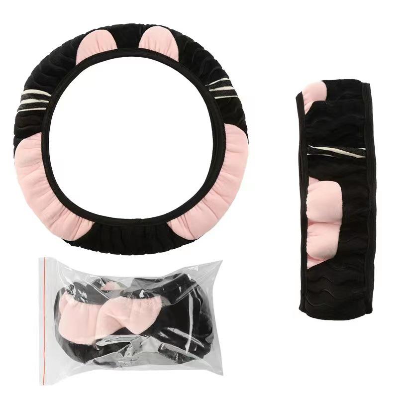 Husă de volan de pluș cu monstru de desene animate - Design drăguț și creativ