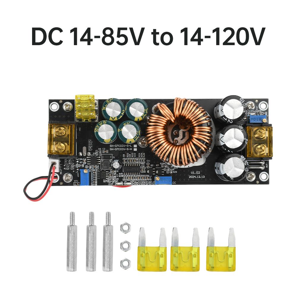 DC-DC 1500W 30A Voltage Step Up Boost Converter CC CV Power Supply Module Step Up Constant Current Module 10-60V to 12-97V Fan