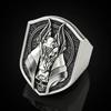 Zhenrong Anubis 18k Gold-Plated Men's Ring - Creative Ancient Egyptian Mythology Design with Jackal Head and Human Body.