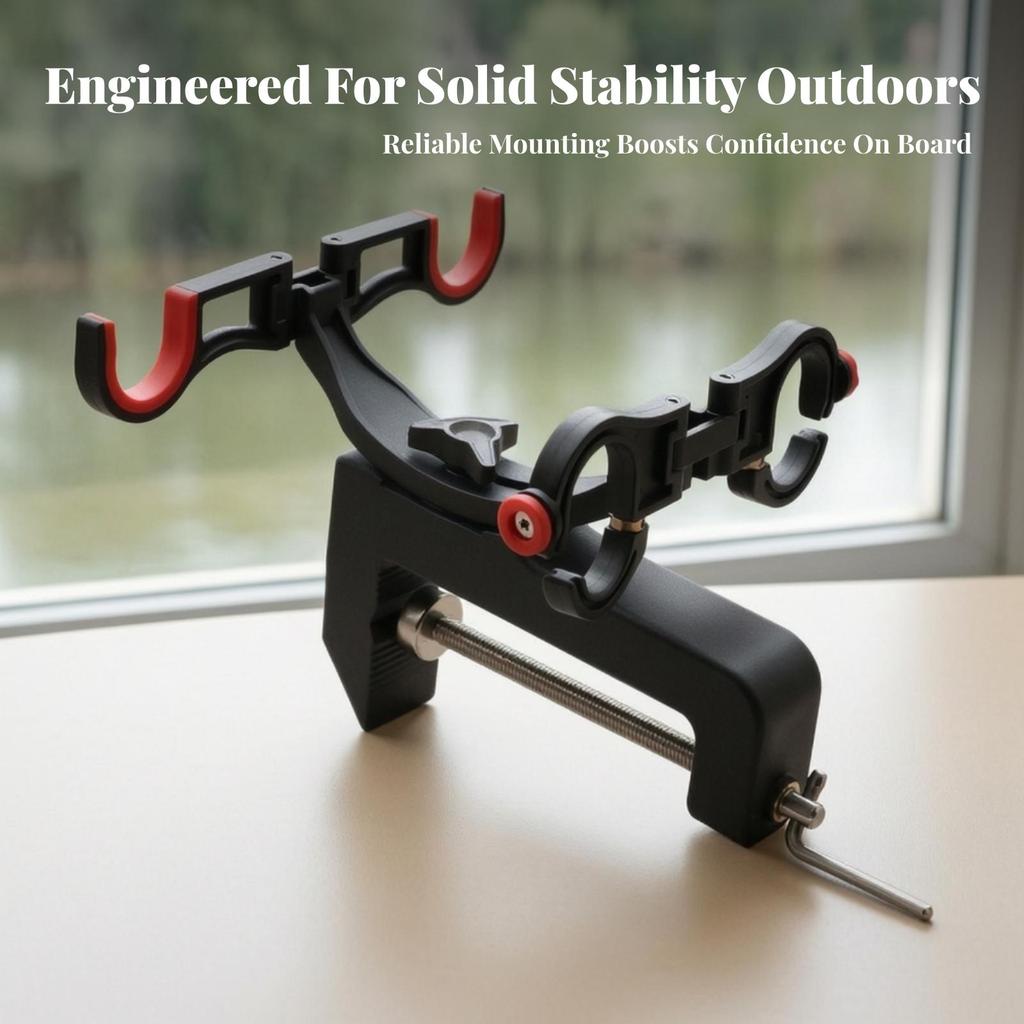 Clamp-on Rod Holder Adjustable Double Fishing Stable for Anglers
