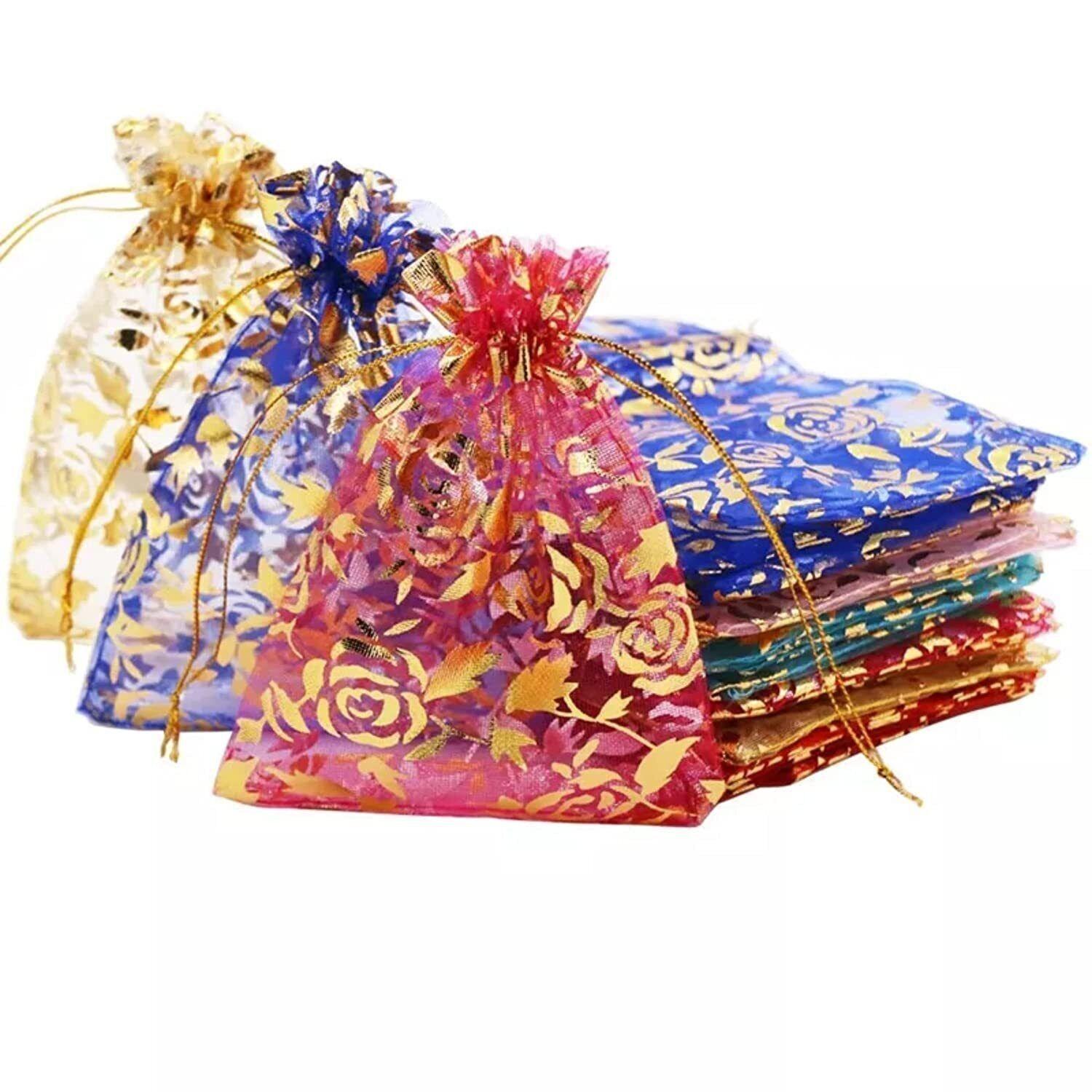Indian Traditional Drawstring Multicolor For Jewelry Packaging Pack Of 200 AN511