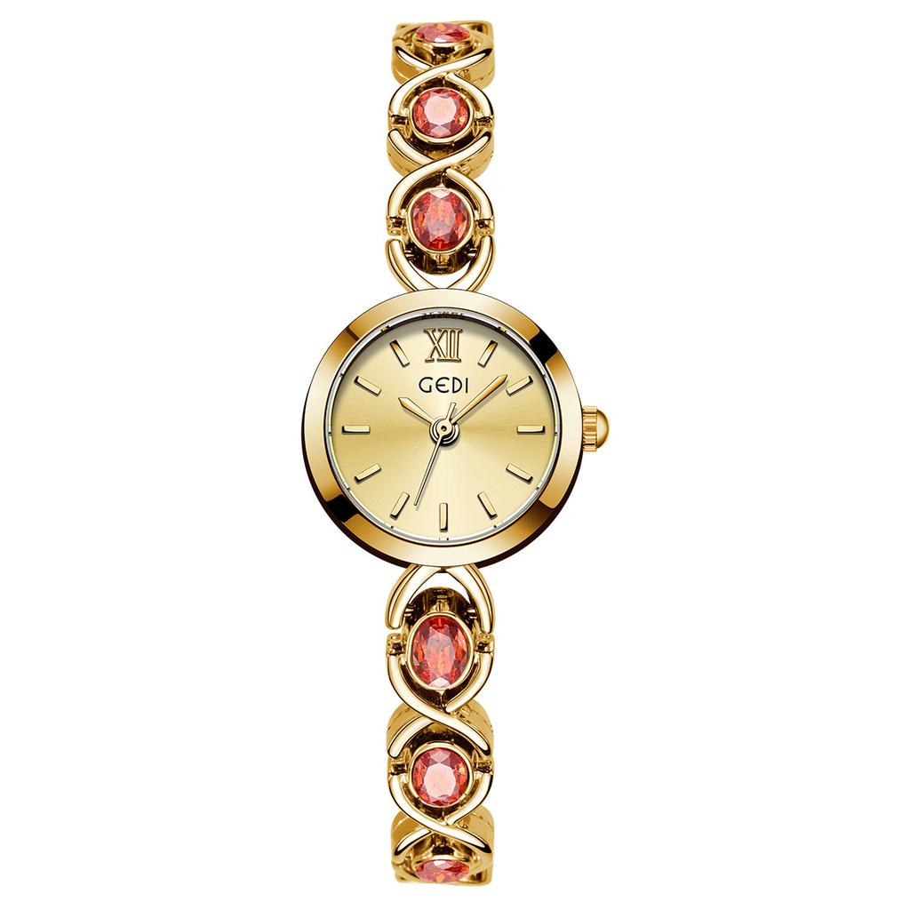 Retro Round High-Value Watch Women'S Light Luxury Fashion High-End Sense Small And Exquisite Quartz Watch