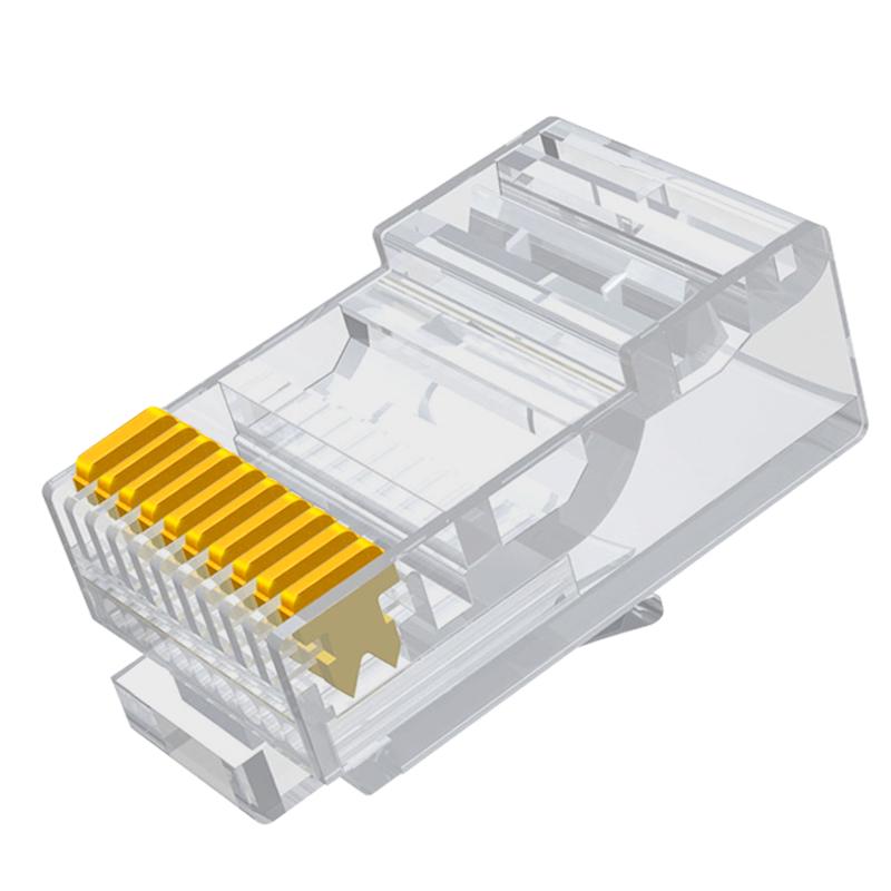 10P10C Gold-Plated RJ48 Network Cable Connector - Ten-Core Crystal Head for Scanner Connection.