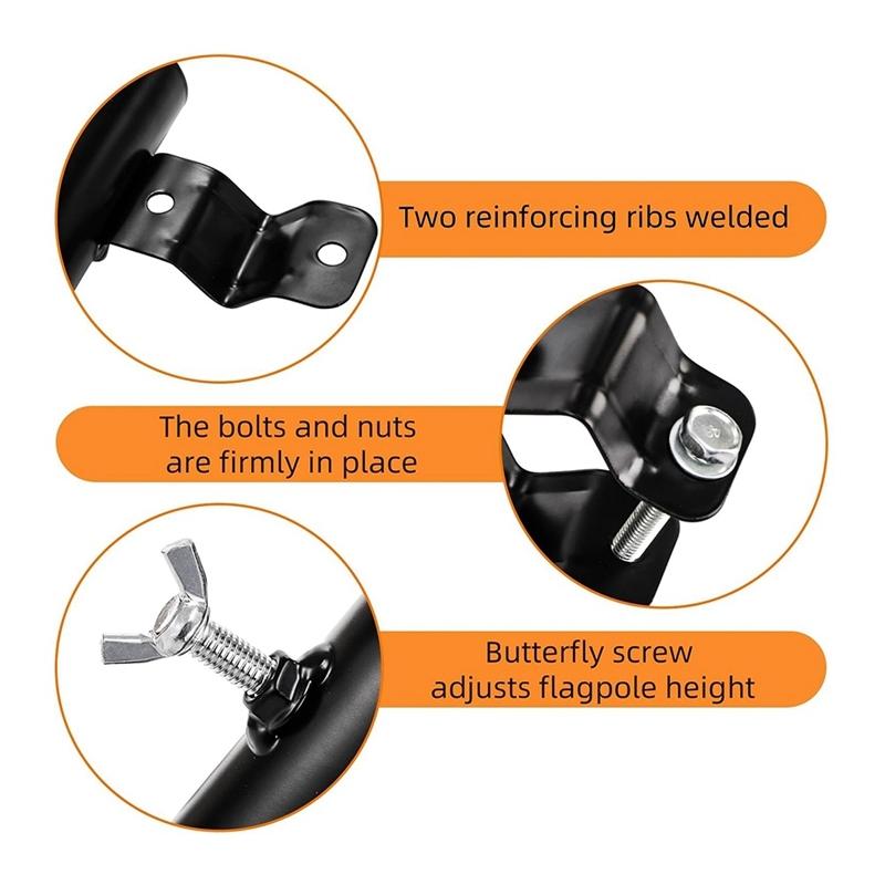 RV Ladder Mounted Flagpole Holder, RV Flag Holder, Flag Pole For Travel Trailer, Compatible With RV Ladder Rails