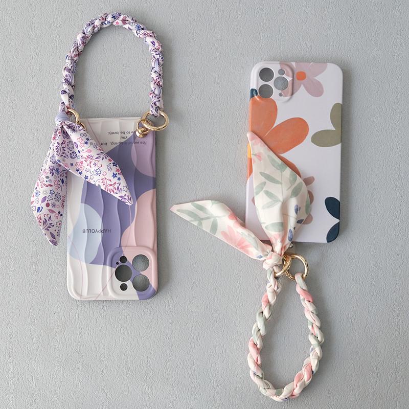 New Fashion Spring Woman Handbag Accessory Part Chains Detachable Replacement Floral Print Silk Strap Women DIY Chain Bag Handls