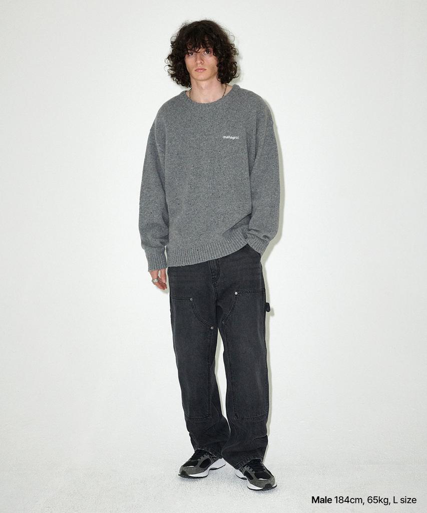 MAHAGRID Basic Logo Nep Knit Sweater Gray(Mg2Efmk605A)