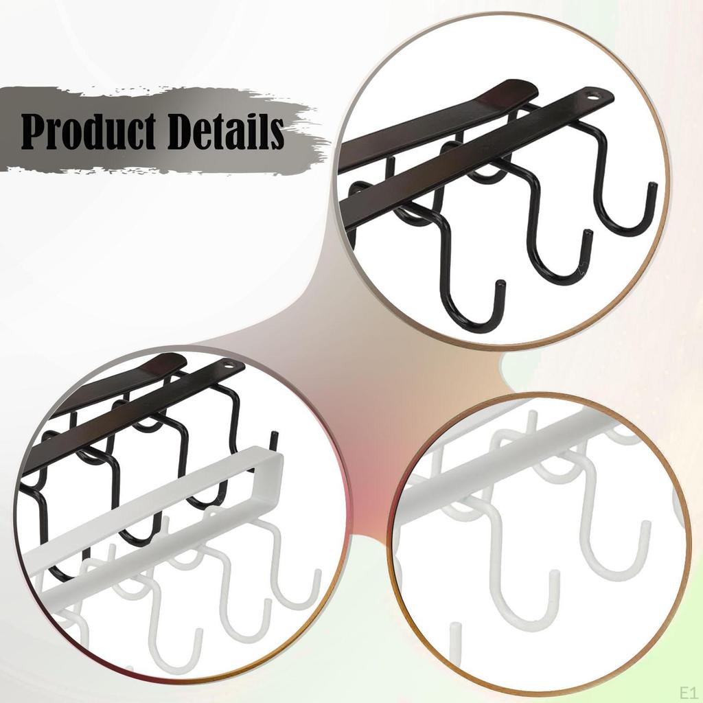 2 Coffee Cup Holders with Hooks, Hanging Rack, Iron under-Cabinet Organizer for Kitchen