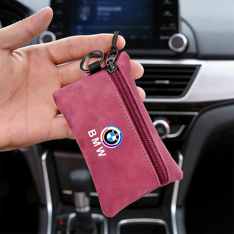 Portable Suede Car Key Bag Zipper Wallet Card Coins Storage Pouch for BMW E36 E39 E46 E53 E90 M3 M5 X1 X3 X5 X6 50th Anniversary FLVCM1