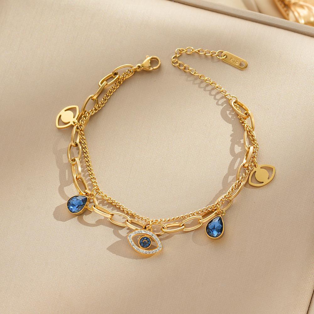 Simple And Stylish Titanium Steel Evil Eye Bracelet Fashion Jewelry Hypoallergenic And Fade Resistant