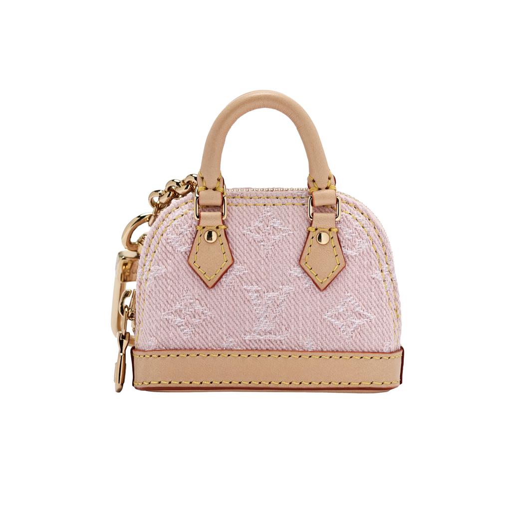Louis Vuitton Portafoglio Mini Donna Micro Alma Denim Tela Tela Monogramma Classico Pelle Rosa M02763