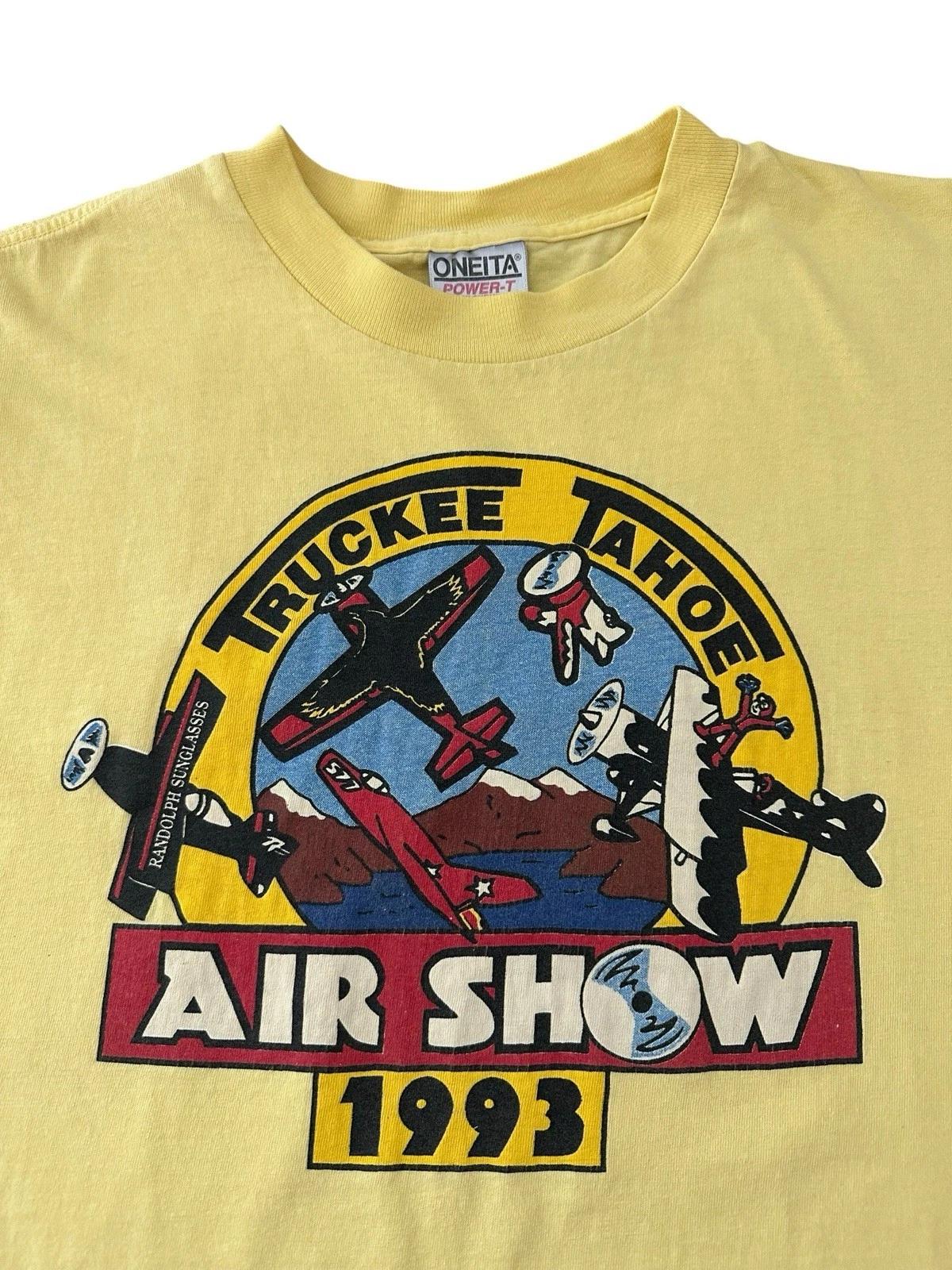 Vintage Truckee Tahoe 1993 Air Show T Shirt Men’s Medium Yellow 90’s California L